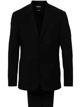 Zegna шерстяной костюм с однобортным пиджаком, черный