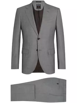 Zegna шерстяной костюм с однобортным пиджаком, серый