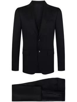 Zegna single-breasted wool-blend suit, синий