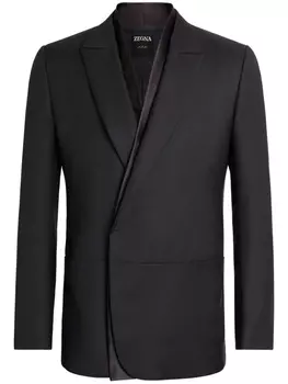 Zegna single-breasted wool-mohair blazer, черный