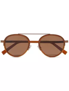 Zegna солнцезащитные очки Orizzonte II в круглой оправе, коричневый