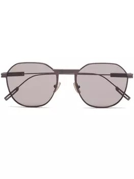 Zegna солнцезащитные очки в геометричной оправе, розовый