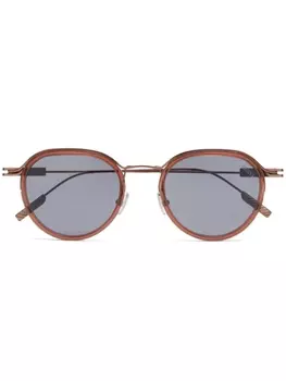 Zegna солнцезащитные очки в круглой оправе, коричневый