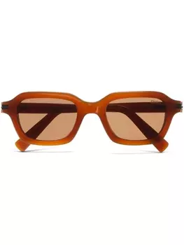 Zegna солнцезащитные очки в квадратной оправе, коричневый