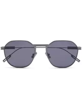 Zegna солнцезащитные очки в квадратной оправе, серый