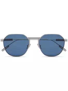 Zegna солнцезащитные очки в овальной оправе, серый