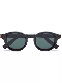 Zegna солнцезащитные очки в овальной оправе, коричневый