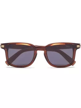 Zegna солнцезащитные очки в прямоугольной оправе, коричневый