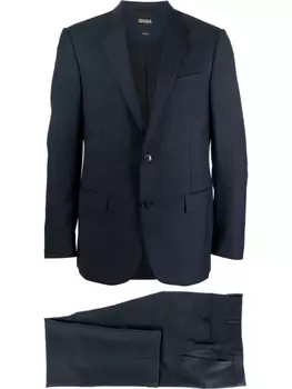 Zegna строгий костюм с однобортным пиджаком, синий