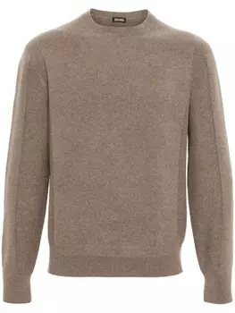 Zegna свитер с круглым вырезом, коричневый