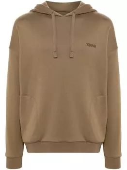 Zegna толстовка с капюшоном и кокеткой сзади, коричневый