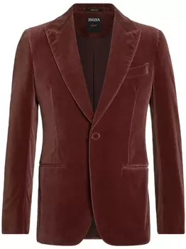 Zegna velvet-effect single-breasted blazer, красный