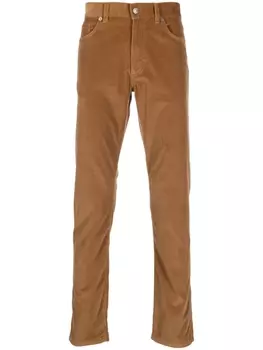 Zegna вельветовые брюки прямого кроя, коричневый