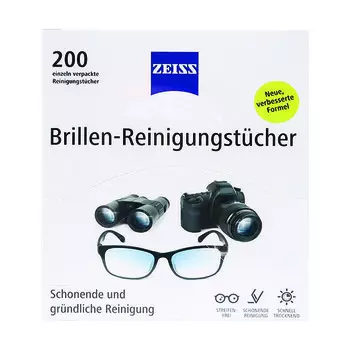 Zeiss, Салфетки для чистки очков и дисплеев, Белые, 200 шт