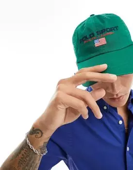 Зеленая бейсболка с логотипом из твила Polo Ralph Lauren Sport Capsule