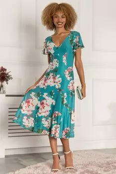 Зеленая Bellona с приталенным верхом и расклешенным низом из сетки Jolie Moi, зеленый