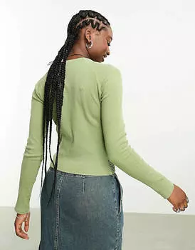 Зеленая бесполая футболка в сеточку реглан Reclaimed Vintage