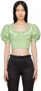 Зеленая блузка с кружевной отделкой Shushu/Tong