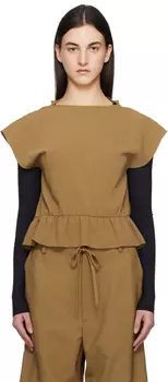 Зеленая блузка с рюшами из текучей ткани MM6 Maison Margiela