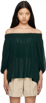 Зеленая блузка со сборками See by Chlo