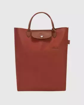 Зеленая большая сумка Le Pliage среднего размера на молнии Longchamp, коричневый