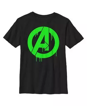 Зеленая детская футболка с логотипом Avengers для мальчиков Marvel, черный