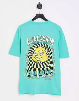 Зеленая футболка COLLUSION с принтом бурундука