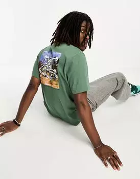 Зеленая футболка Coney Island Picnic с принтом «Lost Mind» на груди и спине, комбинированная модель