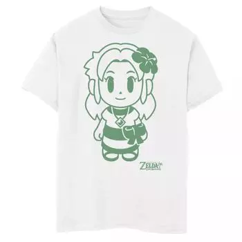 Зеленая футболка Nintendo Legend Of Zelda Links Awakening Marin для мальчиков 8–20 лет с контурным портретом и графическим рисунком Licensed Character