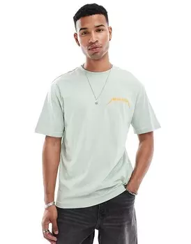 Зеленая футболка оверсайз ONLY & SONS с принтом Metallica на спине