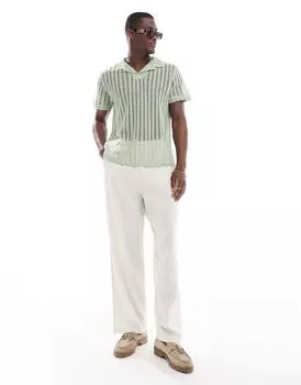 Зеленая футболка-поло крючком ASOS