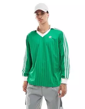 Зеленая футболка-поло с длинными рукавами adidas Originals