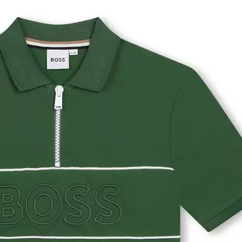 Зеленая футболка-поло с логотипом BOSS, зеленый