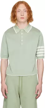Зеленая футболка-поло с принтом «птичьим глазом» Thom Browne