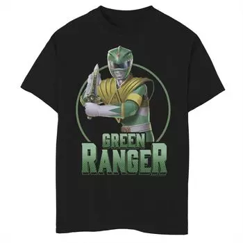 Зеленая футболка Power Rangers для мальчиков 8–20 лет с простым портретом и рисунком Licensed Character