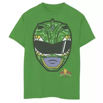Зеленая футболка Power Rangers с изображением большого лица для мальчиков 8–20 лет Licensed Character