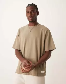 Зеленая футболка премиум-класса из тяжелого веса Abercrombie & Fitch с нашивкой-логотипом