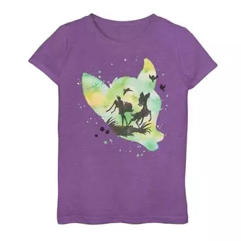 Зеленая футболка с акварельным силуэтом и рисунком Disney's Bambi для девочек 7–16 лет Disney