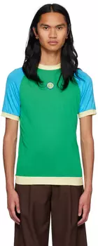 Зеленая футболка с цветными блоками Lukhanyo Mdingi