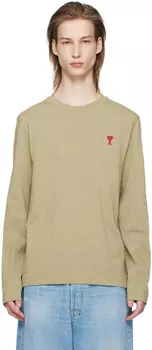 Зеленая футболка с длинным рукавом Ami de Cur Ami Paris, цвет Heather sage