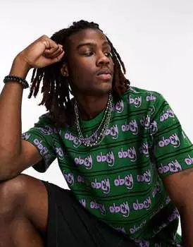 Зеленая футболка с изображением Obey