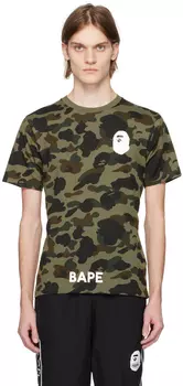Зеленая футболка с камуфляжным принтом 1st BAPE