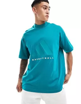 Зеленая футболка с короткими рукавами adidas Basketball