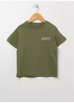 Зеленая футболка с круглым вырезом и стандартным узором для мальчиков Bscboy 05 Limon, зеленый