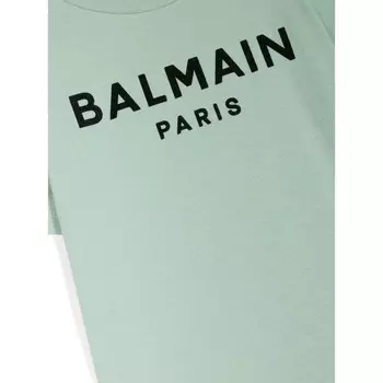 Зеленая футболка с логотипом Balmain, зеленый