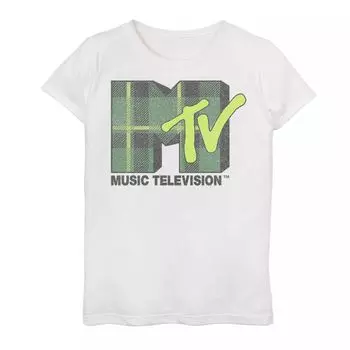 Зеленая футболка с логотипом в клетку для девочек 7–16 лет MTV Licensed Character