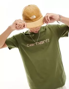 Зеленая футболка с надписью Carhartt WIP
