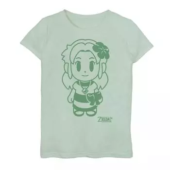 Зеленая футболка с портретом и рисунком Nintendo для девочек 7–16 лет, Nintendo Legend Of Zelda Links Awakening Marin Licensed Character, светло-зеленый