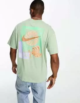 Зеленая футболка с принтом на спине Nike