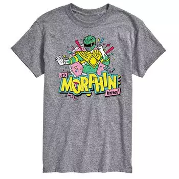 Зеленая футболка с рисунком Big & Tall Power Rangers Morphin Time Licensed Character, серый